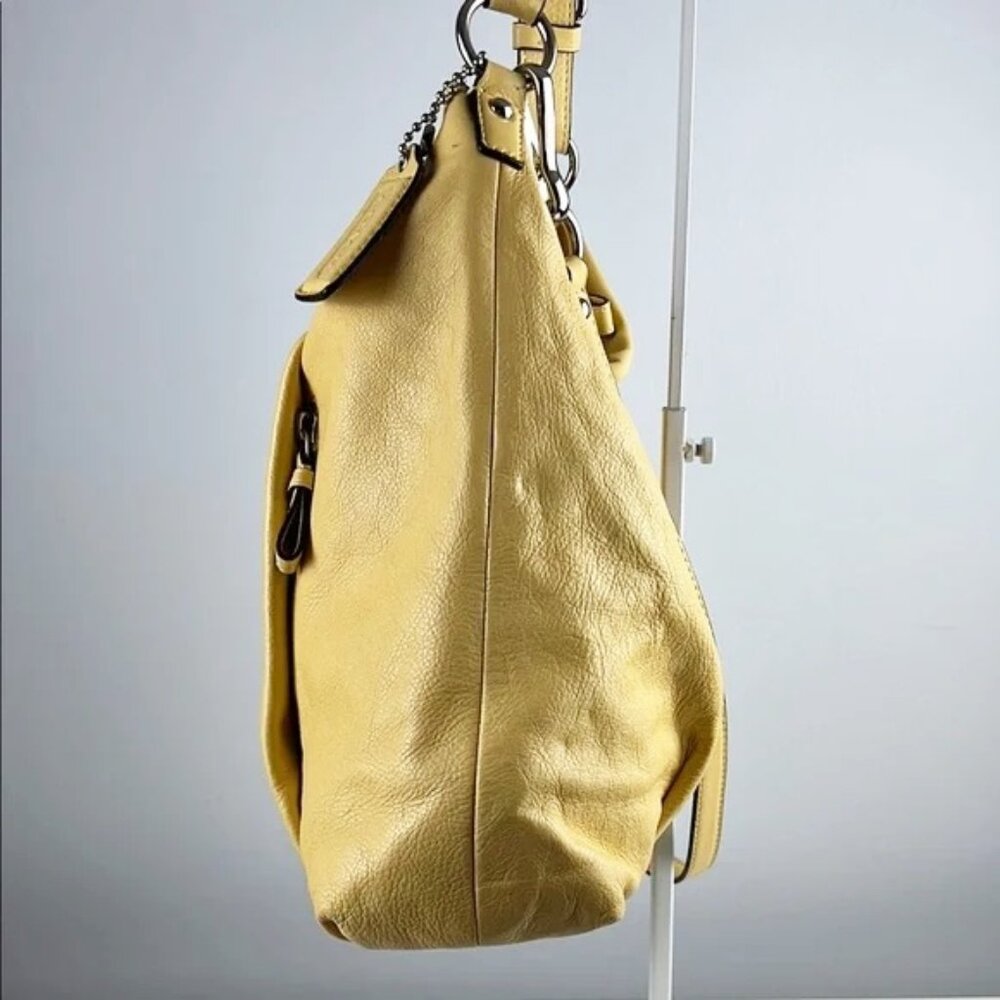 Coach Madison Isabelle Yellow Pebbled Leather Shoulder Crossbody Bag 21224 - Picture 3 of 16
